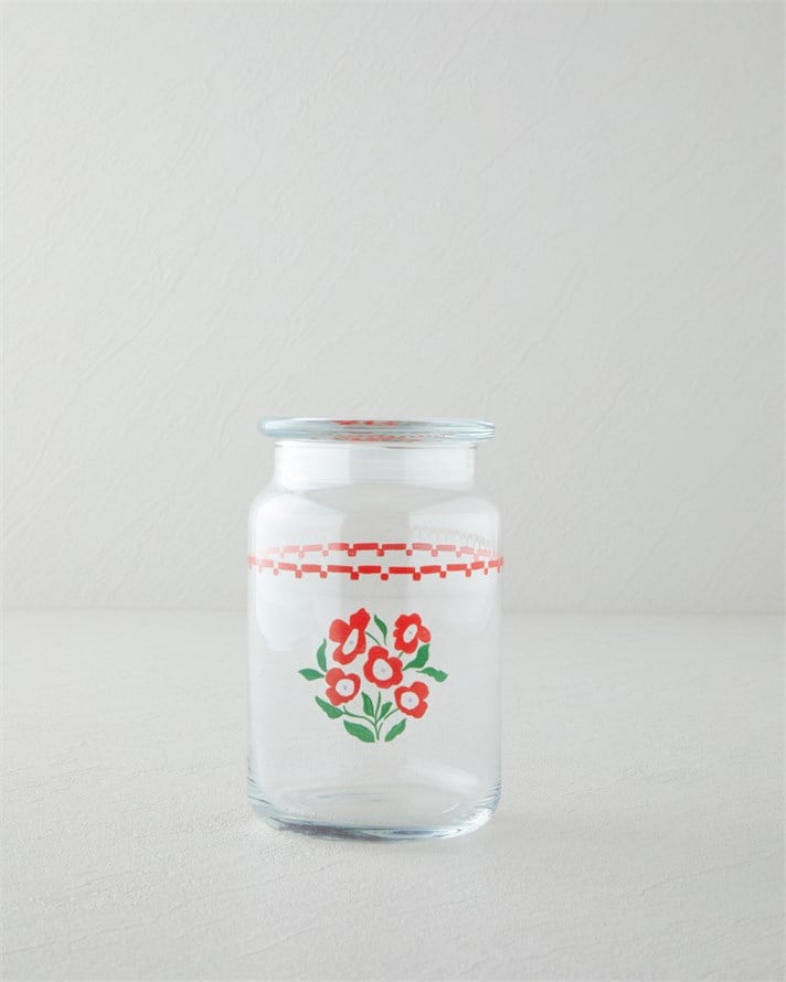 Bright Parade Cam Kavanoz 880 ml Kırmızı - Beyaz
