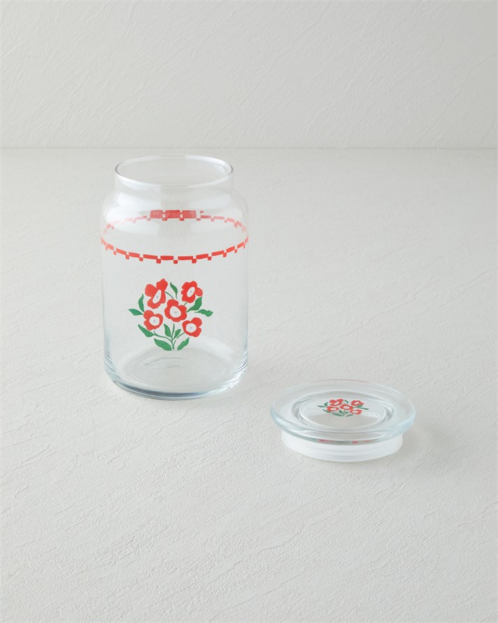 Bright Parade Cam Kavanoz 880 ml Kırmızı - Beyaz