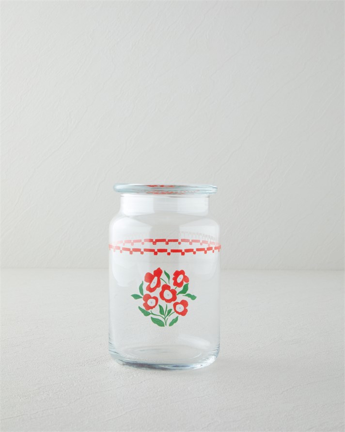 Bright Parade Cam Kavanoz 880 ml Kırmızı - Beyaz
