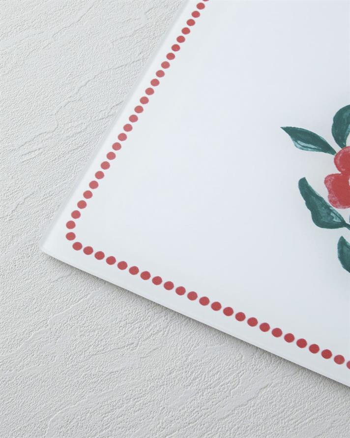 Bright Parade Cam Kesme Tahtası 25x35 cm Kırmızı - Beyaz