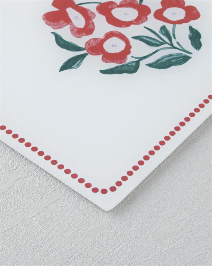 Bright Parade Cam Kesme Tahtası 25x35 cm Kırmızı - Beyaz