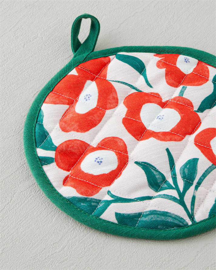 Bright Parade 2li Fırın Eldiveni ve Tutacak Seti Kırmızı - Yeşil