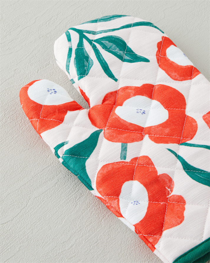 Bright Parade 2li Fırın Eldiveni ve Tutacak Seti Kırmızı - Yeşil