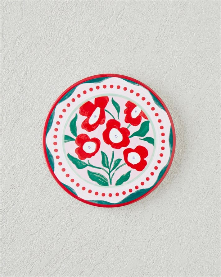 Bright Parade Seramik Bardak Altlığı 10 cm Kırmızı - Yeşil