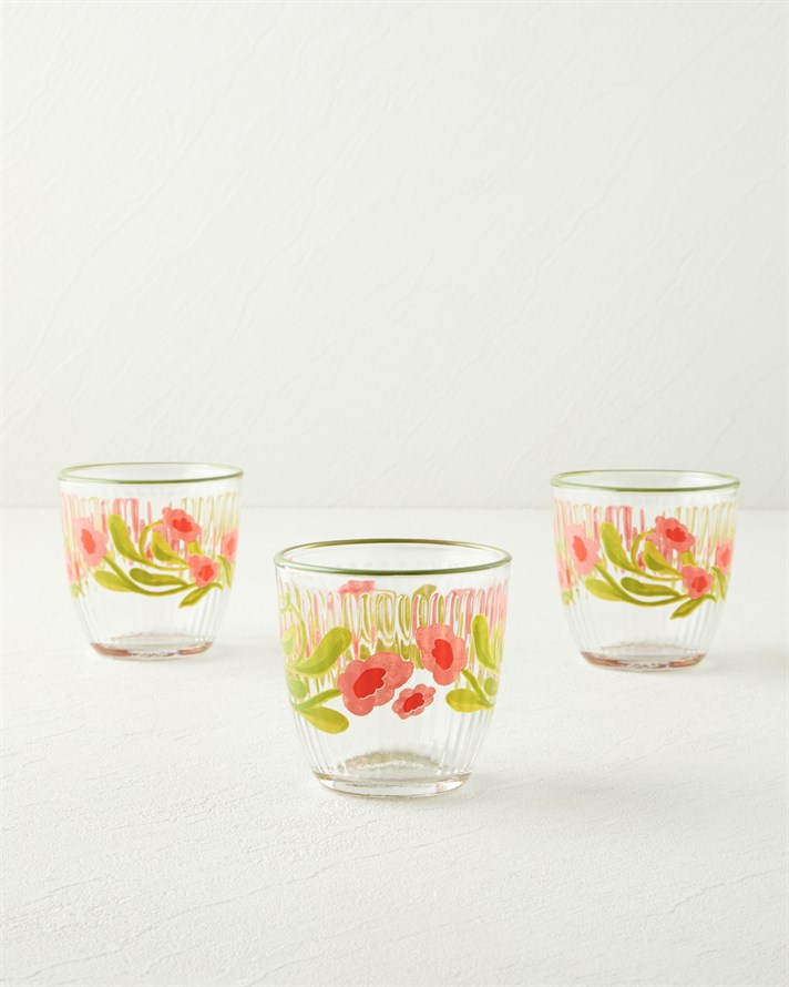 Bright Petals Cam 3lü Bardak 290 ml Renkli