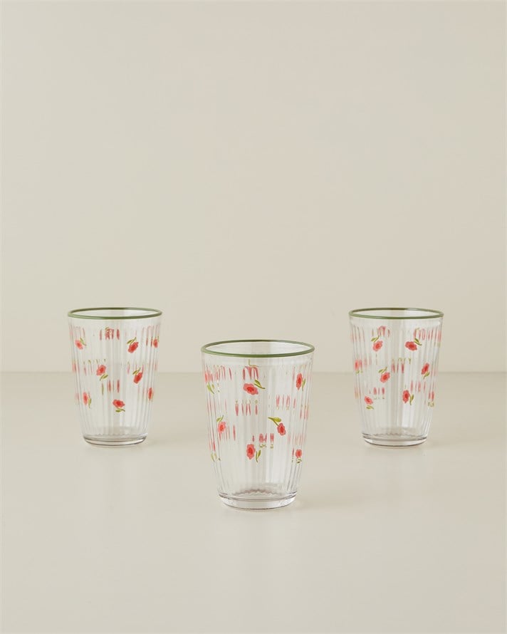 Bright Petals Cam 3lü Bardak 395 ml Renkli