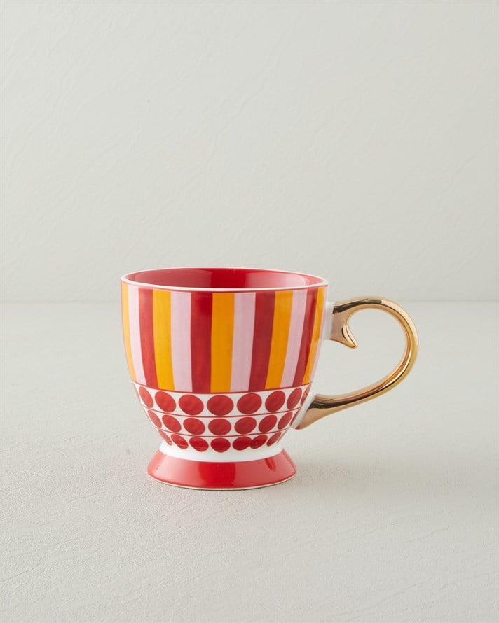 Bright Vionna New Bone China Kupa 460 ml Pembe-Kırmızı-Turuncu