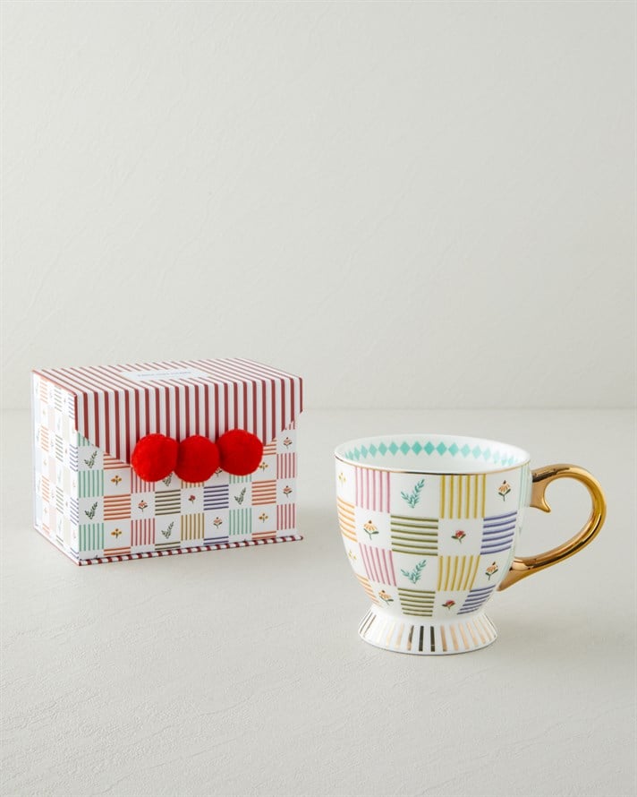 Bright Vionna New Bone China Kupa 460 ml Pembe-Kırmızı-Turuncu