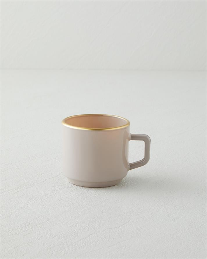 Brownfall Cam Standlı ve 4’lü Kupa 180 ml Kahverengi-Gold