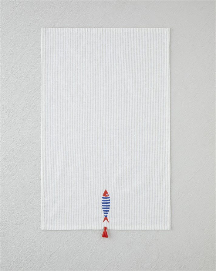 Bubble Fish Pamuk Polyester Nakışlı Kurulama Bezi 30x50 cm Turuncu – Bej