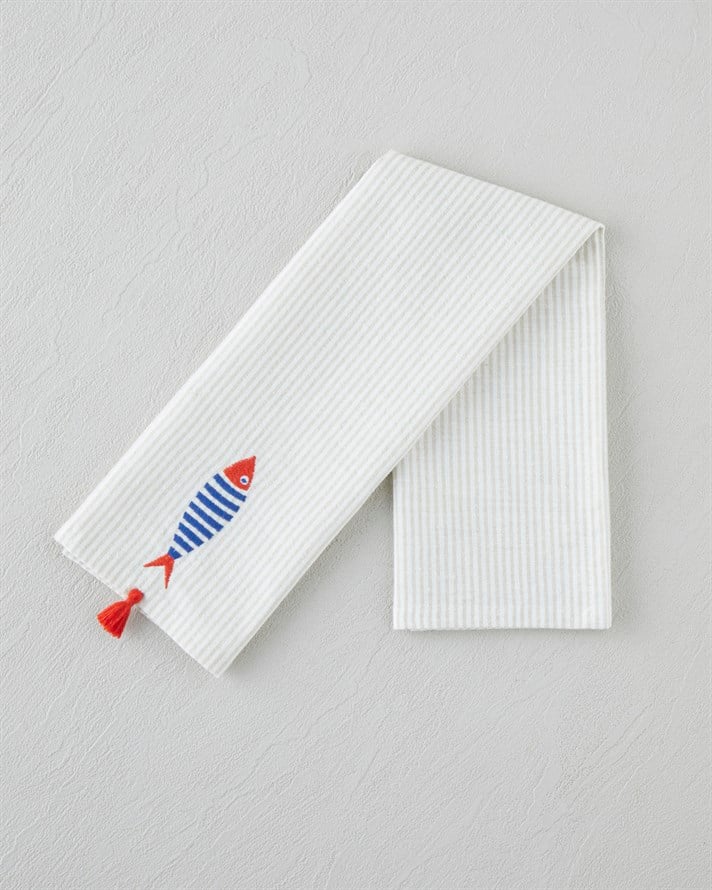 Bubble Fish Pamuk Polyester Nakışlı Kurulama Bezi 30x50 cm Turuncu – Bej