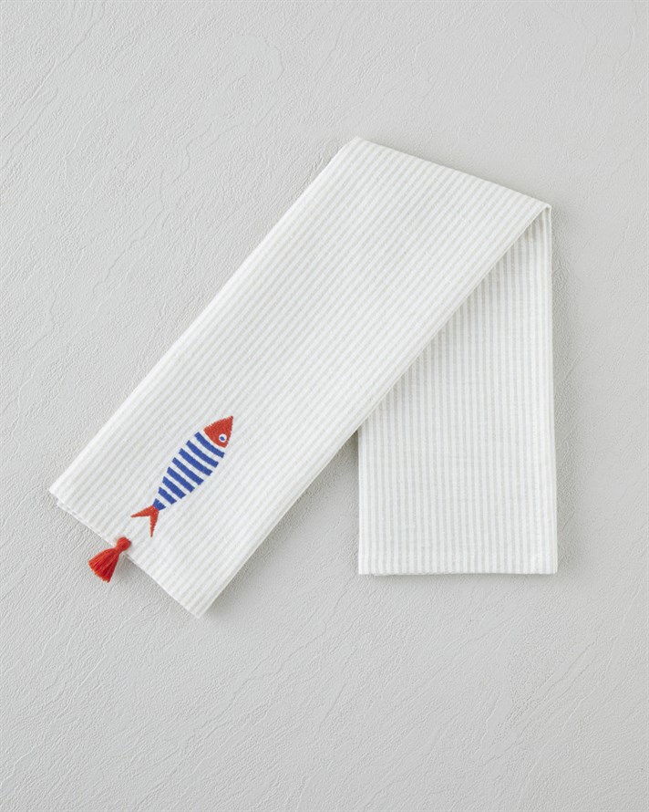 Bubble Fish Pamuk Polyester Nakışlı Kurulama Bezi 30x50 cm Turuncu – Bej