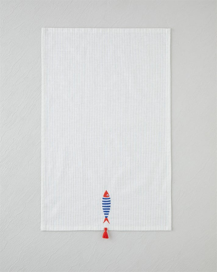 Bubble Fish Pamuk Polyester Nakışlı Kurulama Bezi 30x50 cm Turuncu – Bej