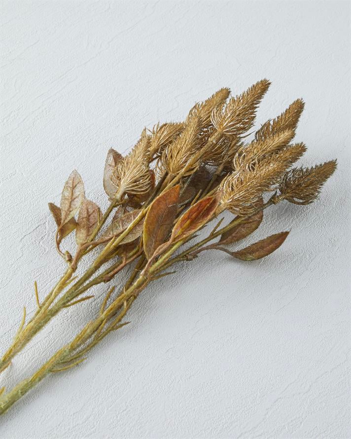 Bunny Tail Leaf Tek Dal Yapay Çiçek 68 cm Sarı