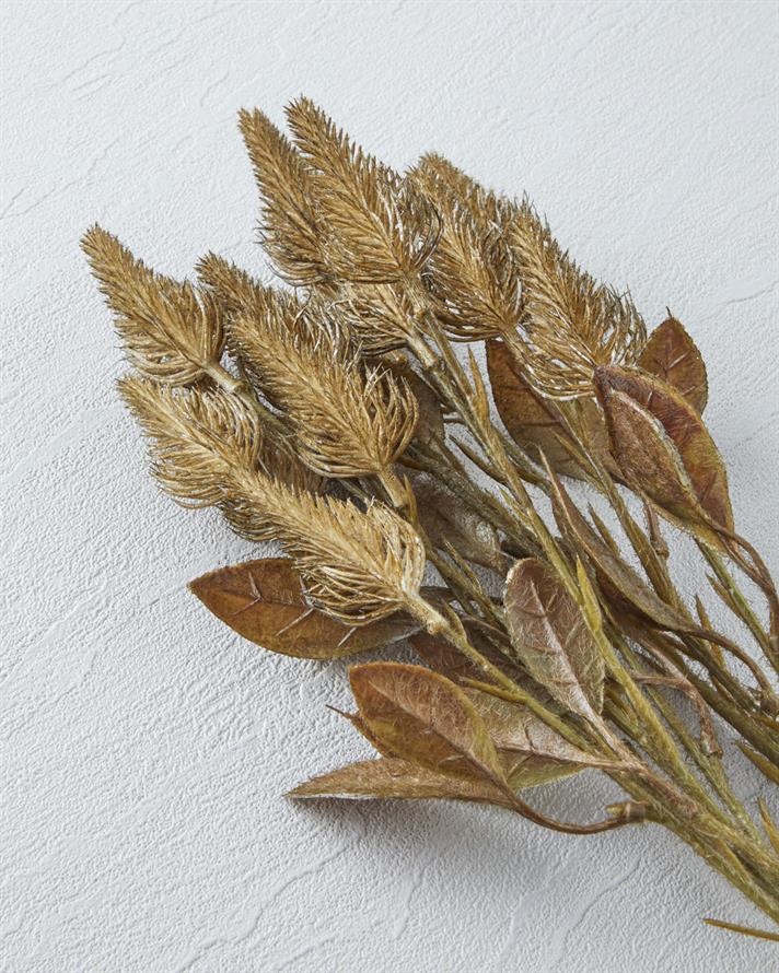 Bunny Tail Leaf Tek Dal Yapay Çiçek 68 cm Sarı