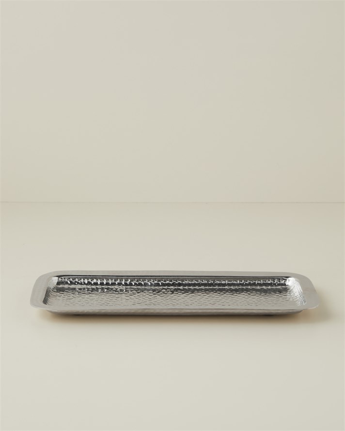 Buquet Metal Dekoratif Tabak 41x18x3 cm Gümüş