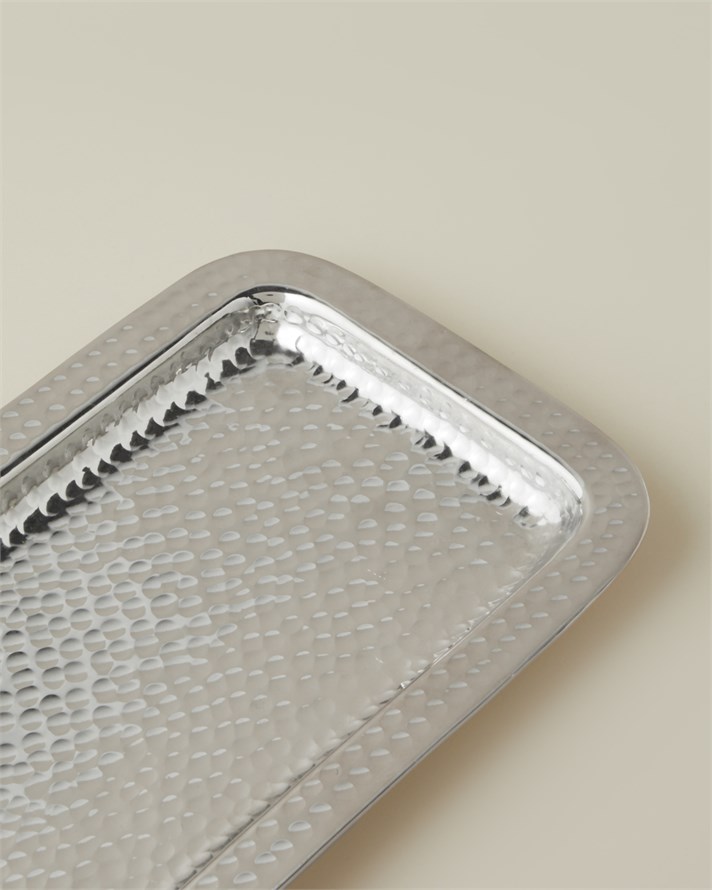 Buquet Metal Dekoratif Tabak 41x18x3 cm Gümüş