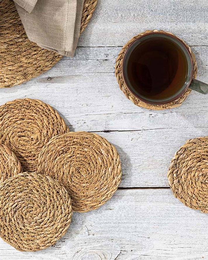 Caitly Hasır 6lı Bardak Altlığı Bej