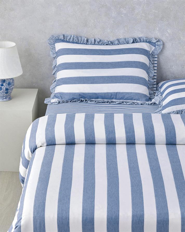 Calm Horizon İpliği Boyalı Çift Kişilik Nevresim Takımı 200x220 cm Mavi