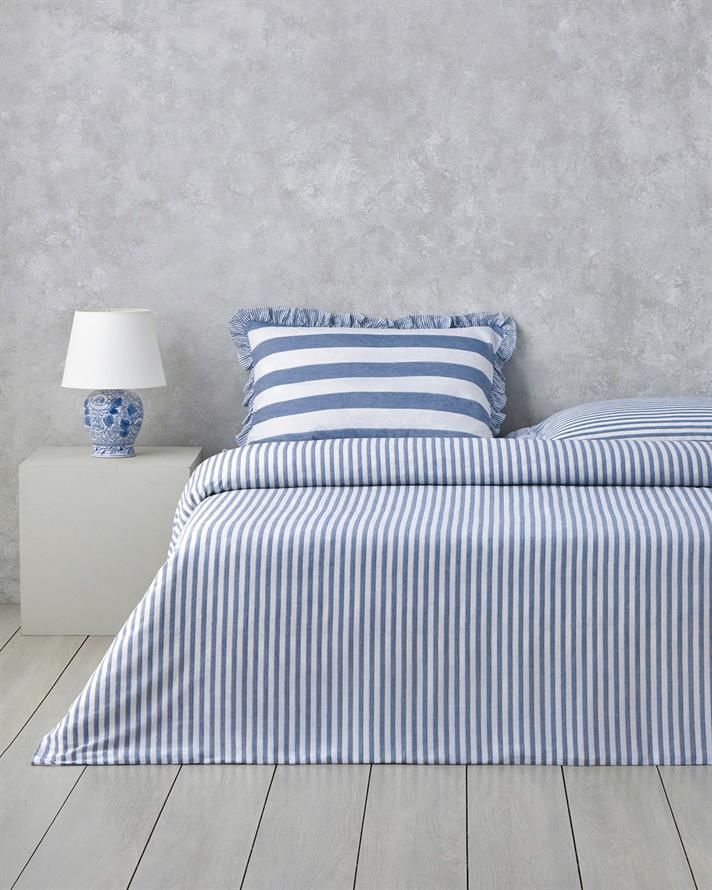 Calm Horizon İpliği Boyalı Tek Kişilik Nevresim Takımı 160x220 cm Mavi