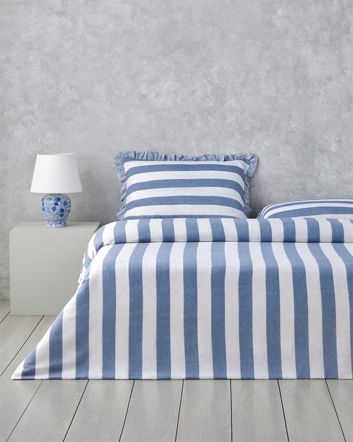 Calm Horizon İpliği Boyalı Tek Kişilik Nevresim Takımı 160x220 cm Mavi