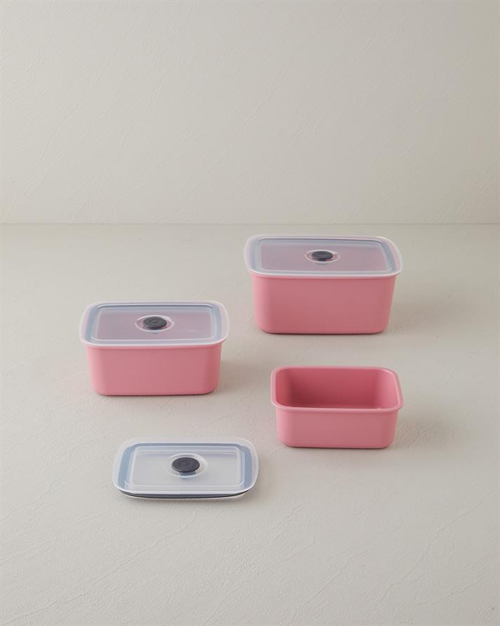 Calvina 3 Parça Saklama Kabı 450 x 950 x 1800 ml Pembe