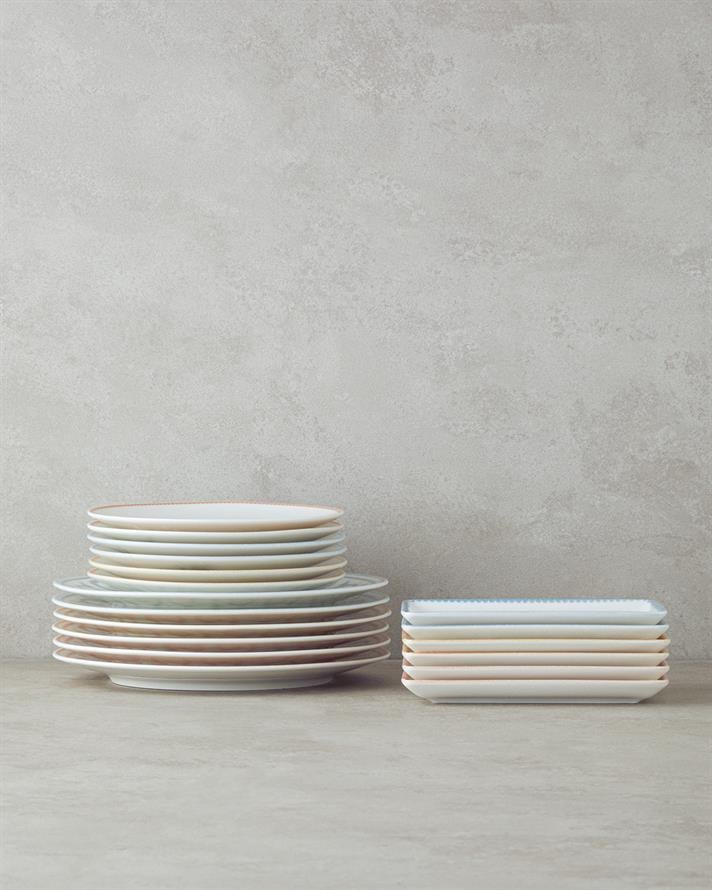 Calypso Porselen Kahvaltı ve Sunum Seti 18 Parça 6 Kişilik Renkli