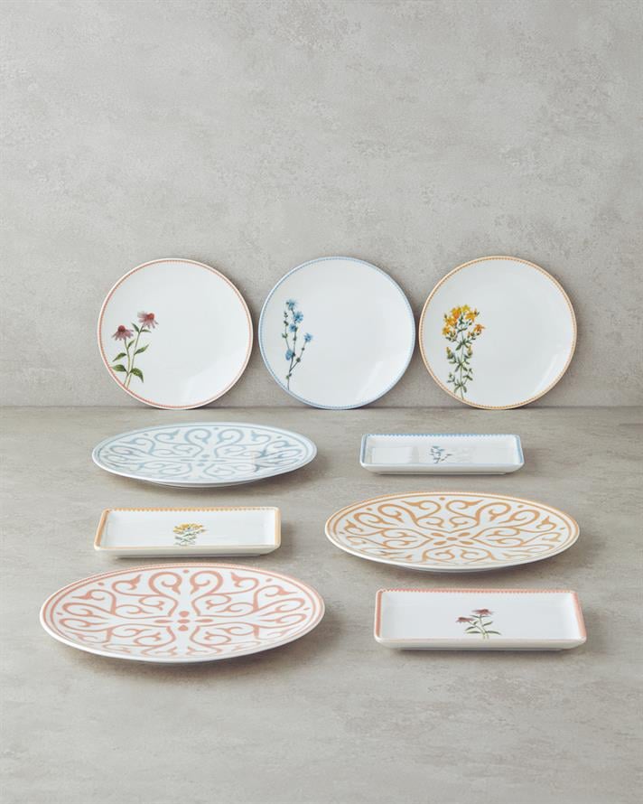 Calypso Porselen Kahvaltı ve Sunum Seti 18 Parça 6 Kişilik Renkli