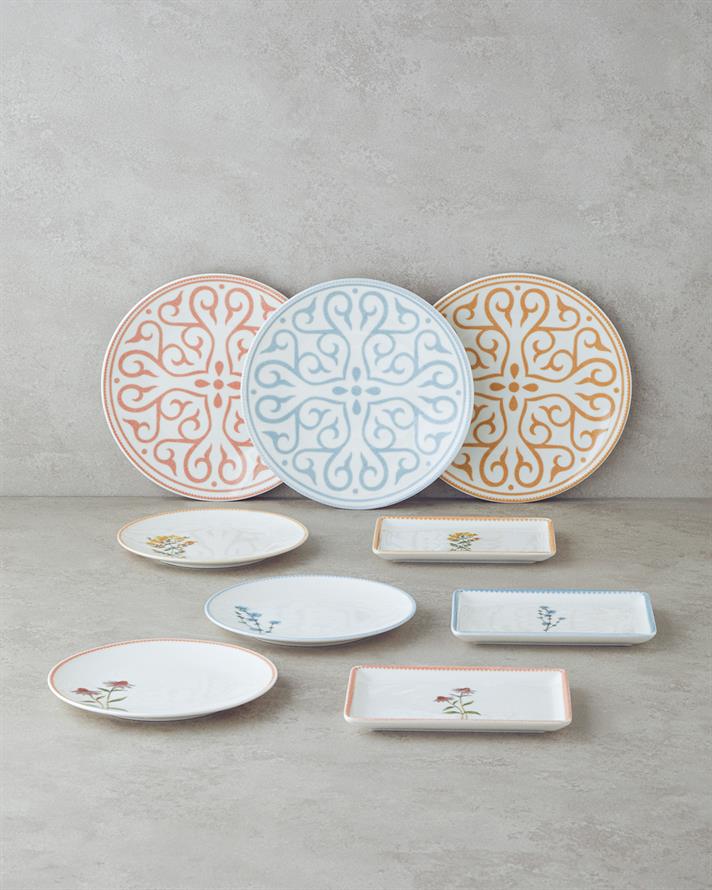 Calypso Porselen Kahvaltı ve Sunum Seti 18 Parça 6 Kişilik Renkli