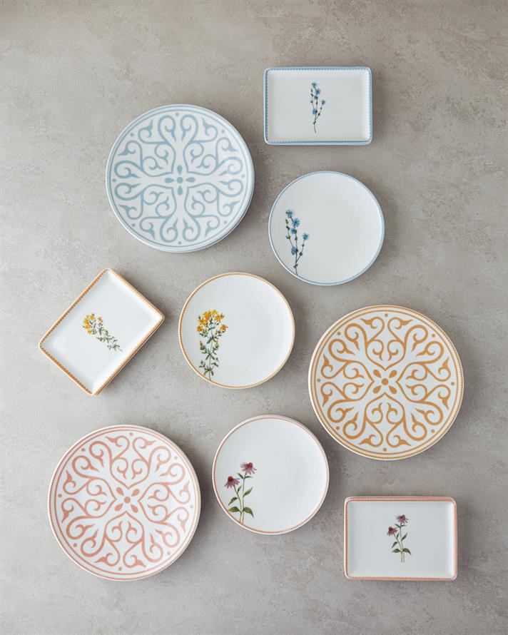 Calypso Porselen Kahvaltı ve Sunum Seti 18 Parça 6 Kişilik Renkli