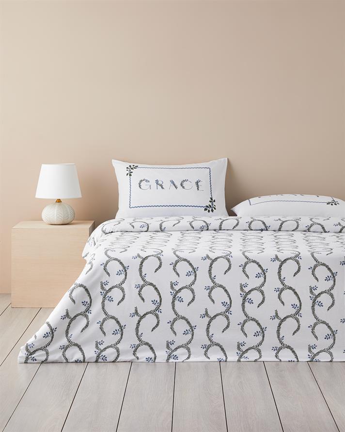 Campanule Pamuklu Ranforce Çift Kişilik Nevresim Takımı 200x220 cm Mavi