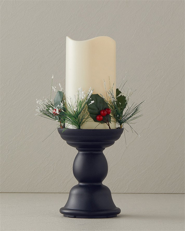 Candlestick Ledli Dekoratif Aydınlatma 9,7x9,7x26,5 cm Siyah