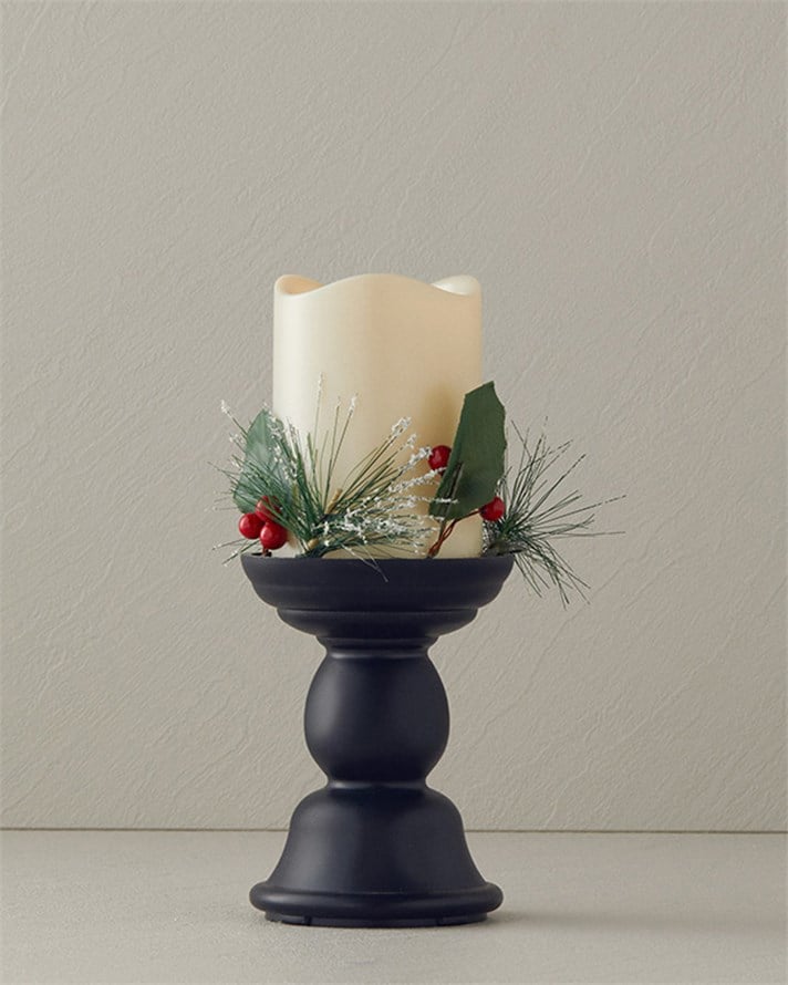 Candlestick Ledli Dekoratif Aydınlatma 9,7x9,7x23 cm Siyah