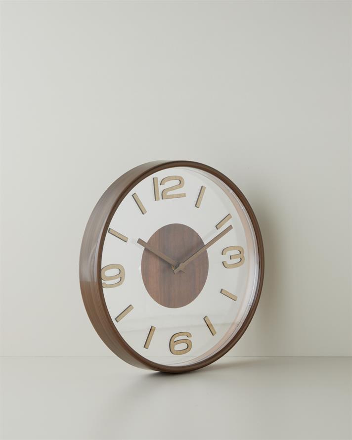 Cara Duvar Saati 30 cm Koyu Krem