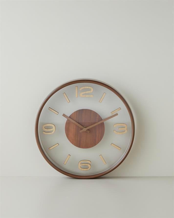 Cara Duvar Saati 30 cm Koyu Krem