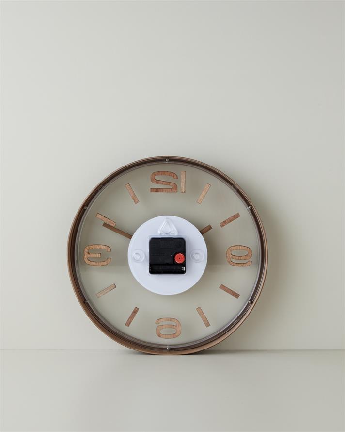 Cara Duvar Saati 30 cm Koyu Krem