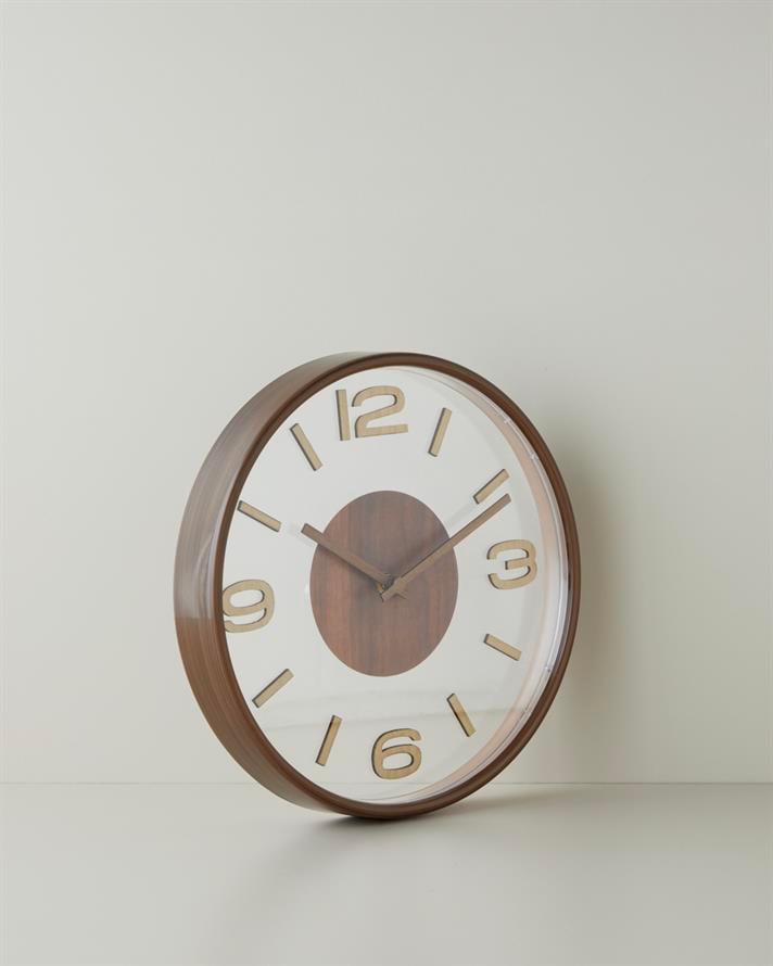 Cara Duvar Saati 30 cm Koyu Krem