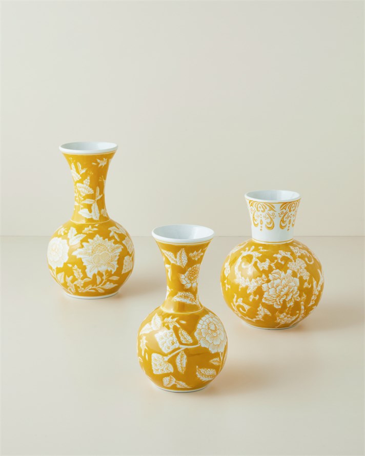 Caren Seramik Vazo 21 cm Sarı