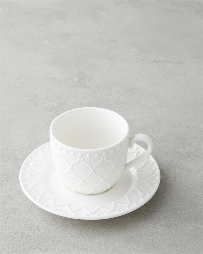 Carmen New Bone China 12 Parça 6 Kişilik Kahve Fincan Takımı 100 ml Beyaz