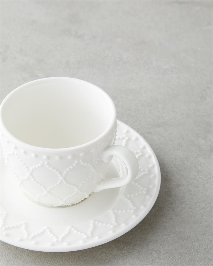 Carmen New Bone China 12 Parça 6 Kişilik Kahve Fincan Takımı 100 ml Beyaz