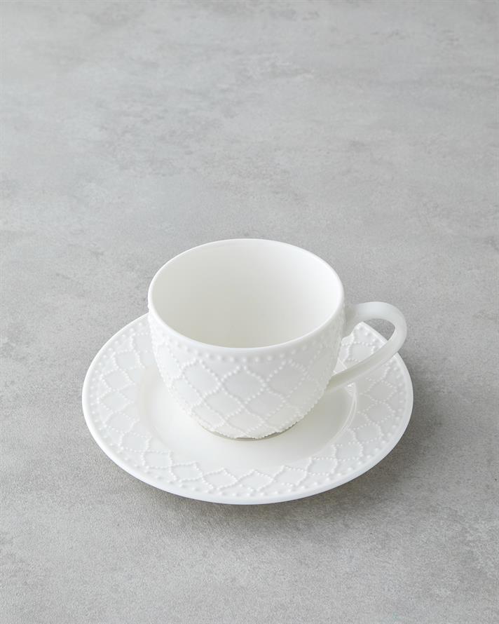 Carmen New Bone China 4 Parça 2 Kişilik Çay Fincanı Takımı 220 ml Beyaz