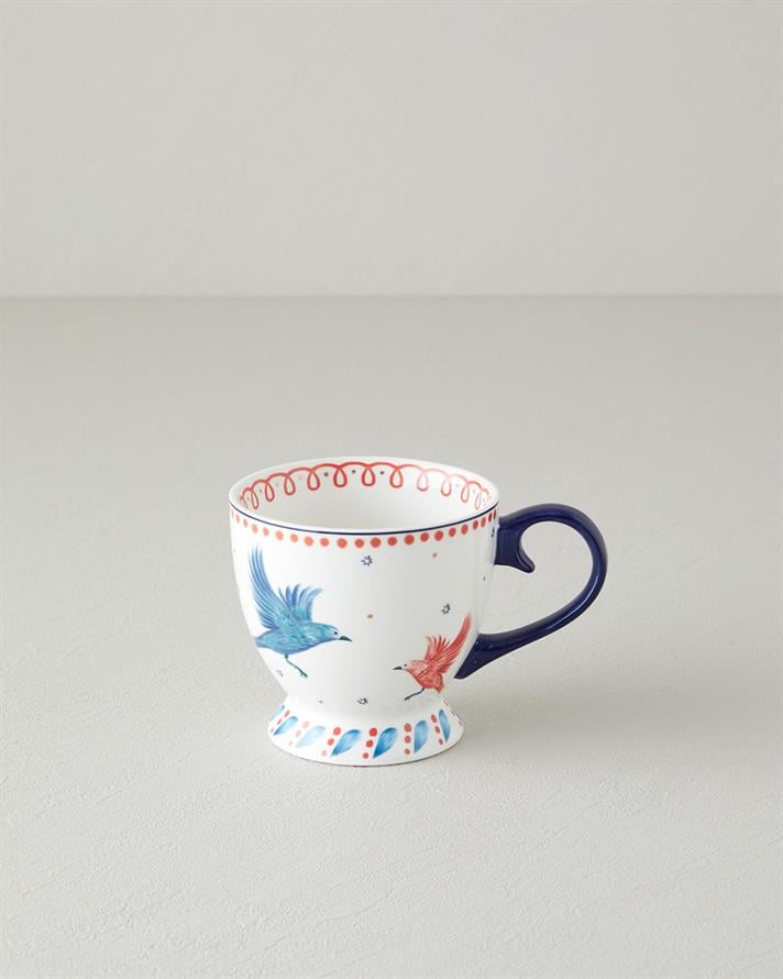 Carnaval Birds New Bone China Kupa Mavi