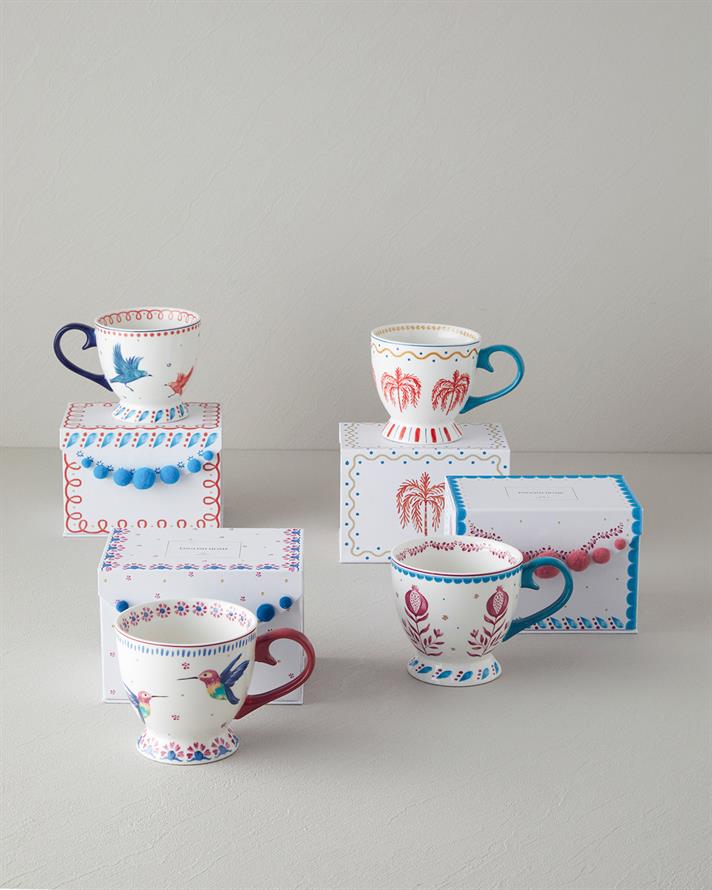 Carnaval Birds New Bone China Kupa Mavi