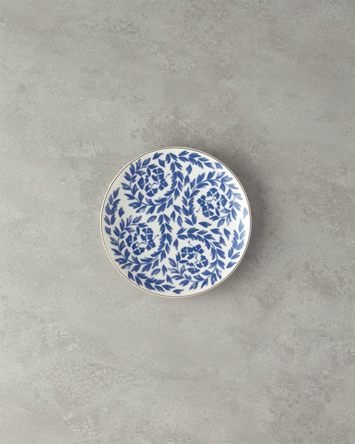 Carnival Floral Bone Porselen Pasta Tabağı 20 cm Lacivert-Beyaz