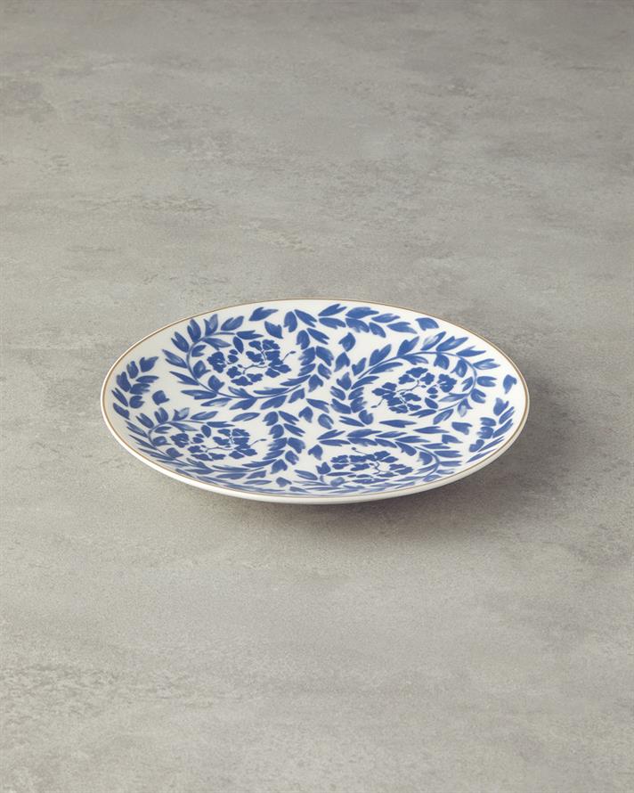 Carnival Floral Bone Porselen Pasta Tabağı 20 cm Lacivert-Beyaz