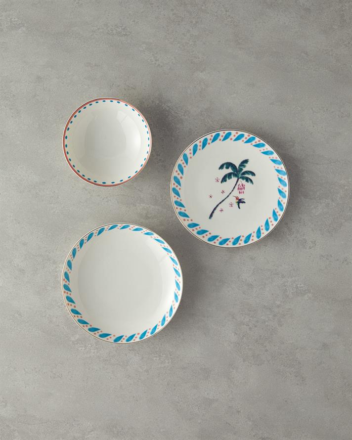 Carnival Palm Bone Porselen Pasta Tabağı 20 cm Mavi-yeşil