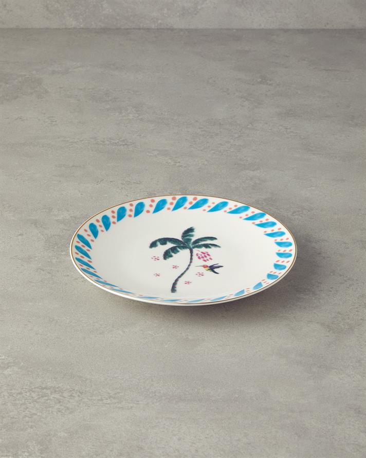 Carnival Palm Bone Porselen Pasta Tabağı 20 cm Mavi-yeşil