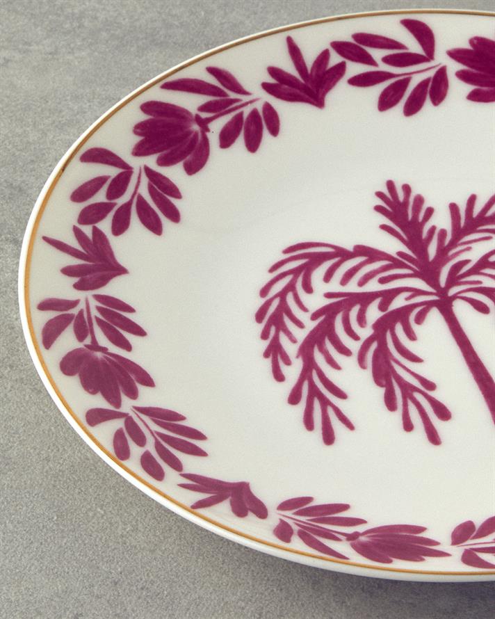 Carnival Tree Bone Porselen Pasta Tabağı 20 cm Fuşya-Beyaz