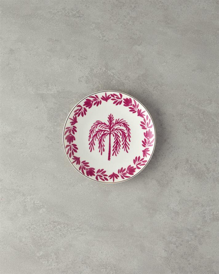 Carnival Tree Bone Porselen Pasta Tabağı 20 cm Fuşya-Beyaz
