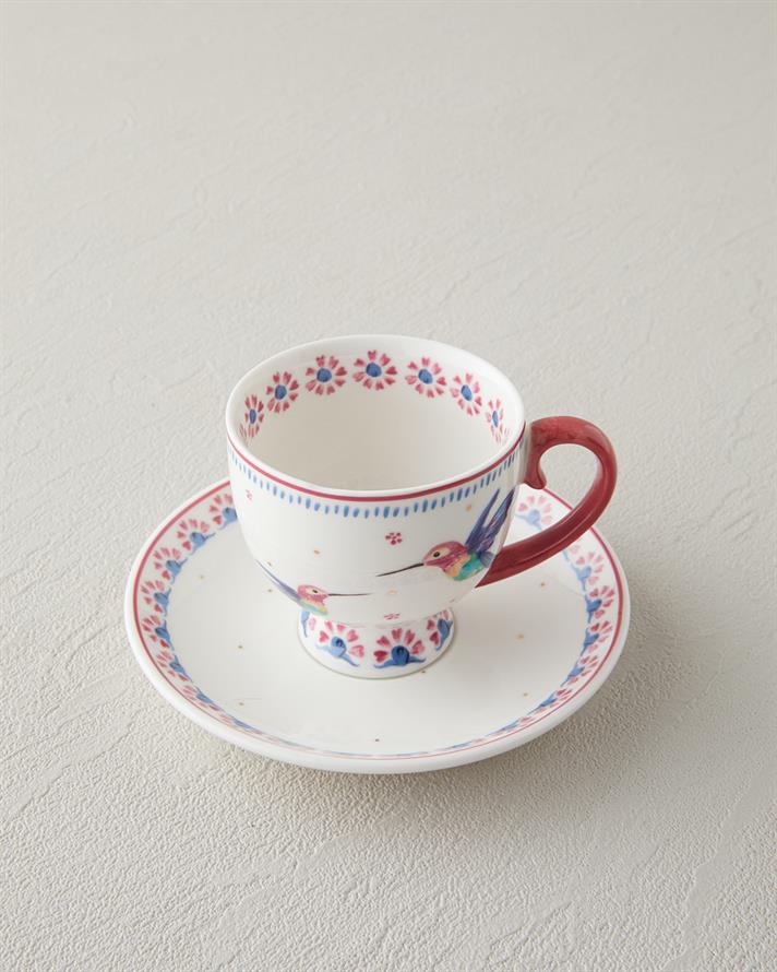 Carnival Tulip New Bone China Kahve Fincan Takımı 4 Parça 2 Kişilik Açık Mavi